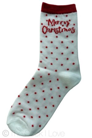 White Merry Christmas Snowflake socks