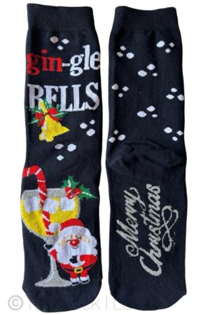 Navy Christmas Gin Bells socks