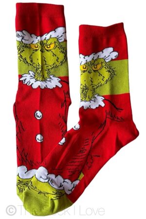 Red Christmas Santa Grinch socks