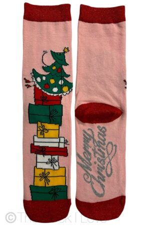 Pink Christmas Tinsel Gift socks