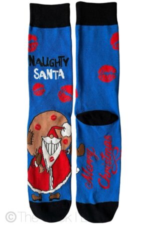 Royal Blue Naughty Santa socks