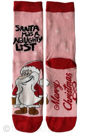 Santa's Pink Naughty List socks