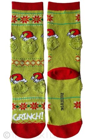 Green Hairy Grinch socks