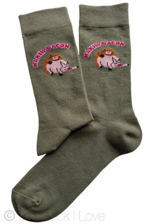 Khaki Green Making Bacon socks